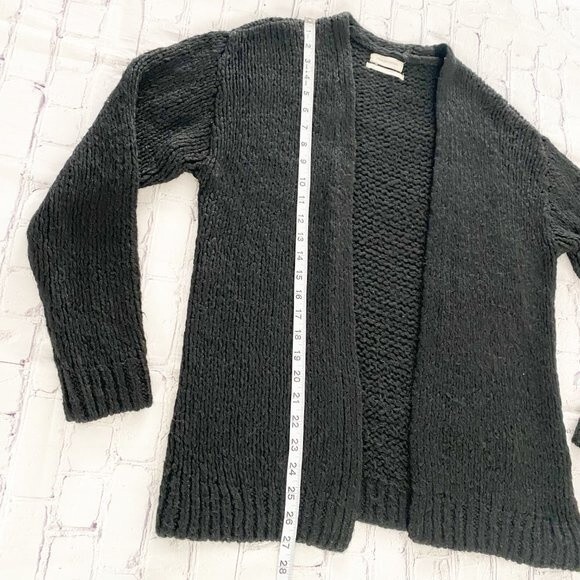 Urban Outfitters Black Chunky Knit Open Front Pockets Long Sleeve Cardigan XS - Picture 5 of 11